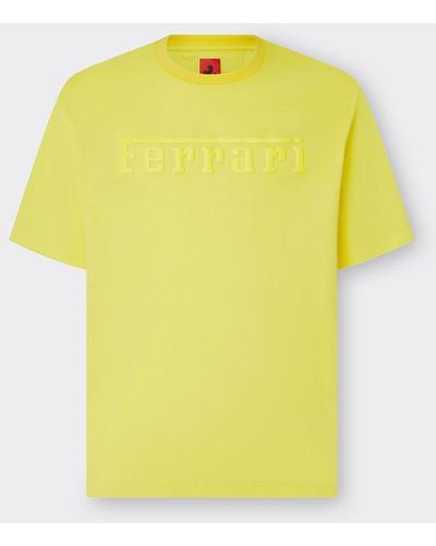 Ferrari Camiseta De Algodón Con Logotipo - Amarillo