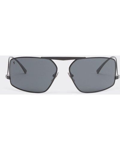 Ferrari Sunglasses In Black Metal With Grey Lenses