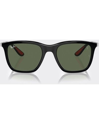 Ferrari Ray-ban For Scuderia 0rb4433m Black Sunglasses With Dark Green Lenses