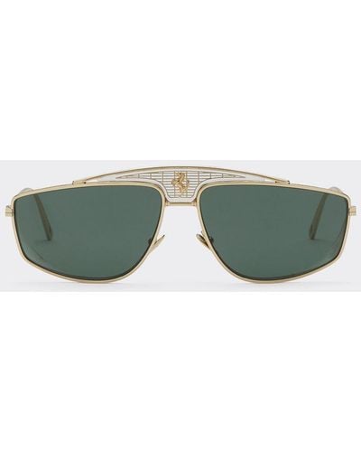 Ferrari Sunglasses With Dark Green Lenses - Metallic