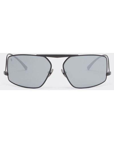 Ferrari Sunglasses In Black Metal With Silver Mirrored Lenses - Grey