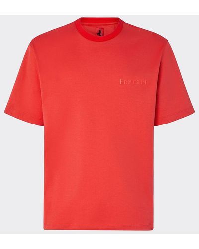 Ferrari T-shirt En Coton Avec Logo - Rouge