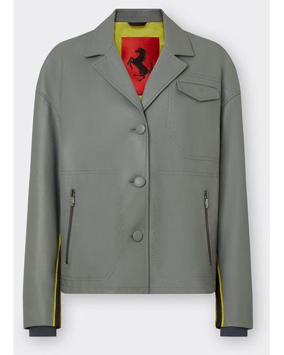 Ferrari Leather Blouson Jacket - Grey