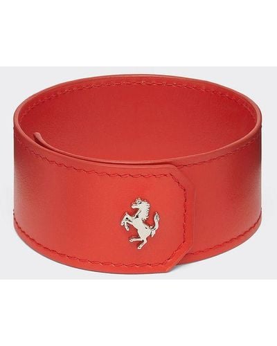 Ferrari Smooth Leather Slap Bracelet - Red