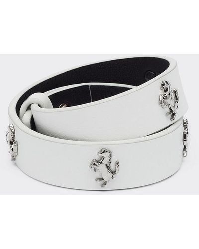 Ferrari White Leather Bracelet With Studs