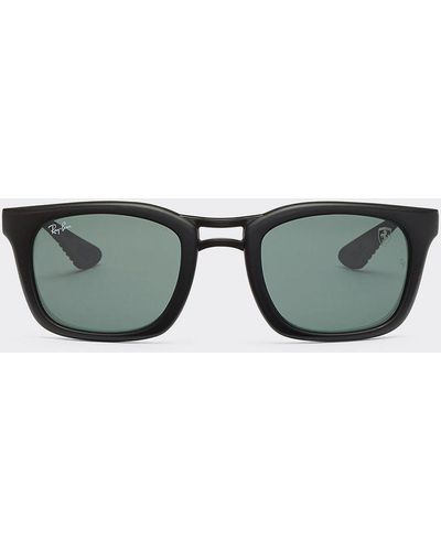 Ferrari Matte Black/dark Carbon Ray-ban For Scuderia Rb8362mf Sunglasses With Dark Green Lenses