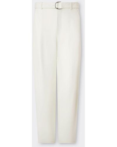 Ferrari Pantalone Chino In Pelle Morbida Piuma - Bianco