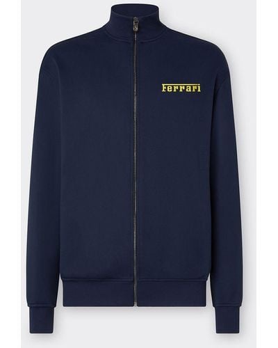 Ferrari Zip-up Sweatshirt With Logo - Blue