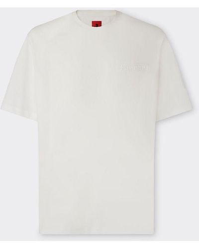 Ferrari Camiseta De Algodón Con Logotipo - Blanco