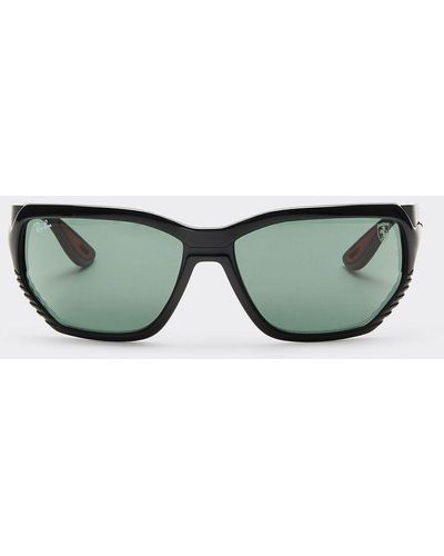 Ferrari Black Ray-ban Sunglasses For Scuderia Rb4366m With Dark Green Lenses