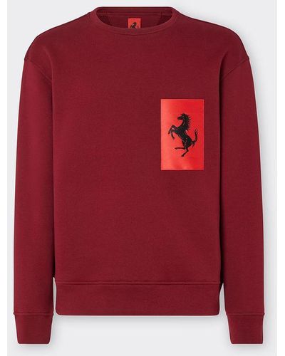 Ferrari Cotton Top With Prancing Horse Pocket - Red