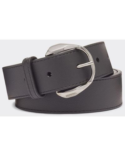 Ferrari Leather Belt With Prancing Horse - Gray