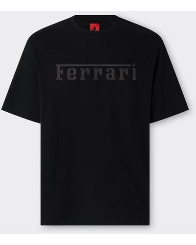 Ferrari T-shirt Aus Baumwolle Mit -maxilogo - Schwarz