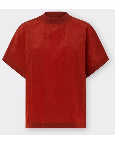 Ferrari T-shirt Aus Leichtem Nylon - Rot