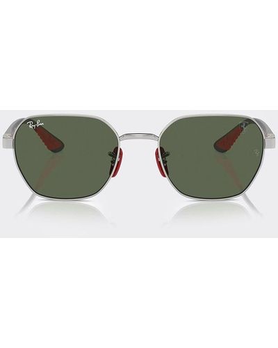 Ferrari Ray-ban For Scuderia 0rb3794m Metal Sunglasses With Dark Green Lenses
