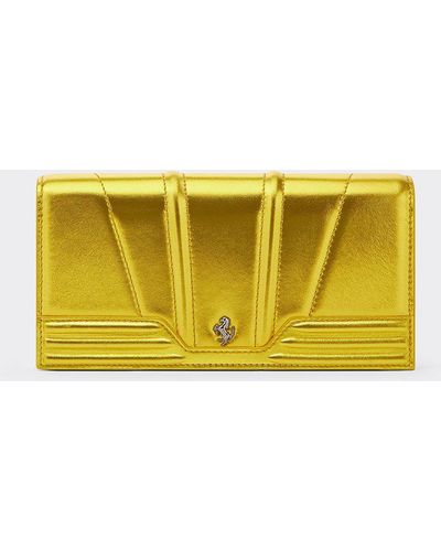 Ferrari Tri-fold Wallet In Laminated Leather - Yellow