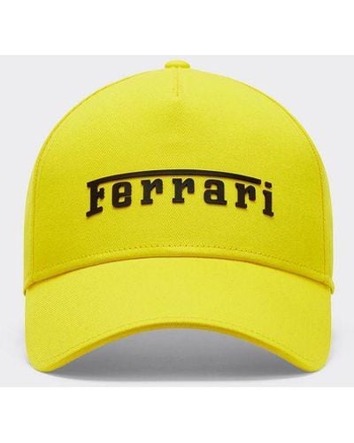 Ferrari Baseball Cap Con Logo Gommato - Giallo