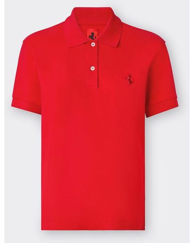 Ferrari Single Color Piqué Polo Shirt - Red