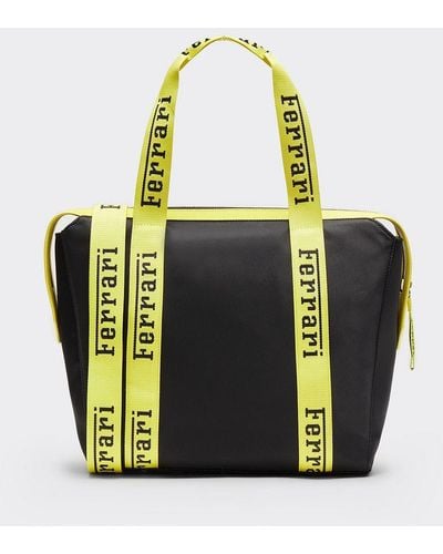 Ferrari Recycled Technical Fabric Tote Bag With Logo Tape - Black