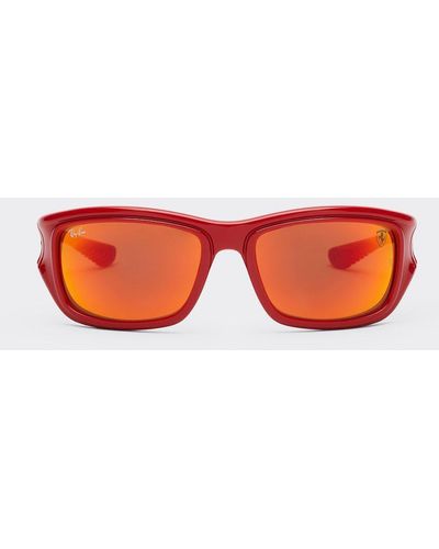 Ferrari Ray-ban For Scuderia Rb4405m Red/black With Orange Mirrored Brown Lenses - Pink