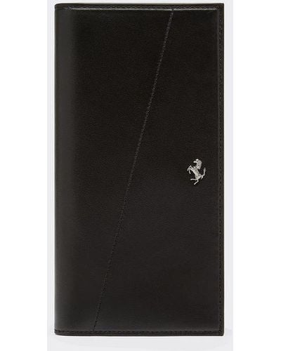 Ferrari Smooth Leather Rectangular Card Holder - Black