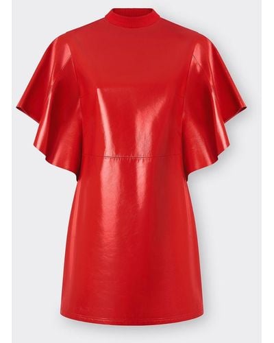 Ferrari Short Dress In Mirror-effect Leather - Red
