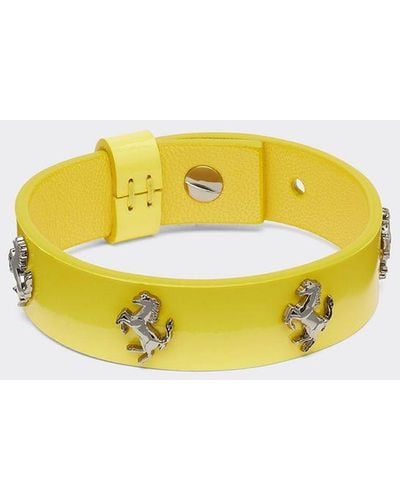 Ferrari Patent Leather Bracelet With Studs - Yellow