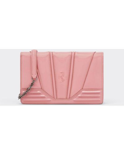Ferrari Gt Bag Chain Wallet In Patent Leather - Pink