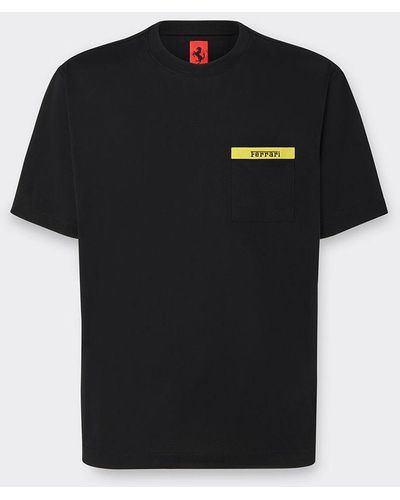 Ferrari Cotton T-shirt With Contrasting Detail - Black