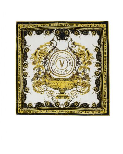 Versace V-emblem White Gold Foulard Scarf - Metallic