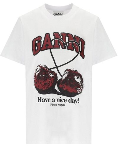 Ganni Relaxed Cherry T-shirt - Wit