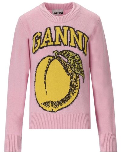 Ganni Lemon rundhalspullover - Pink
