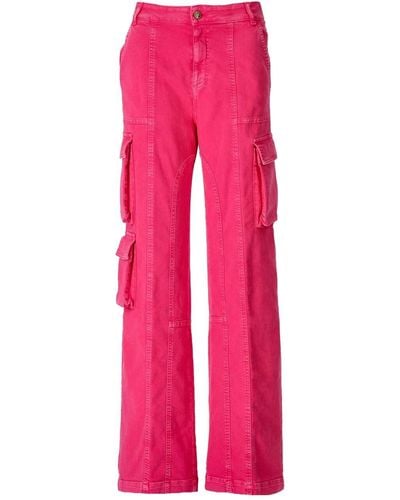 Versace Fuchsia Wide Leg Cargo Jeans - Pink