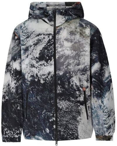 DIESEL J-warrett-print Multicolour Hooded Jacket - Grey