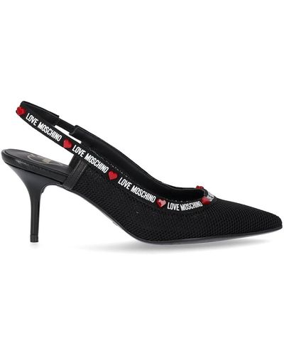 Love Moschino Décolleté slingback nera con logo - Nero