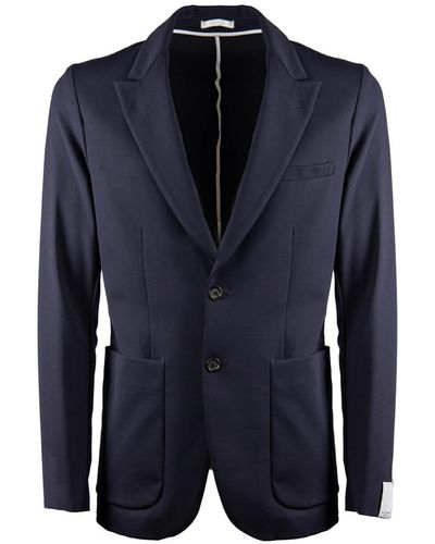 Paolo Pecora Jersey Single-breasted Suit Jacket - Blue