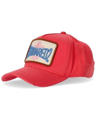 DSquared² D2 Patch Coral Baseball Cap - Red