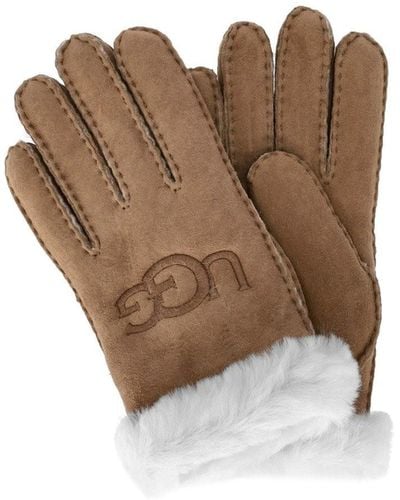 UGG Sheepskin embroider chestnut handschuhe - Braun
