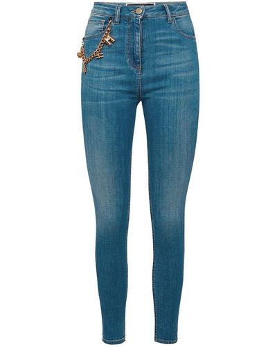 Elisabetta Franchi Skinny Jeans Met Ketting - Blauw