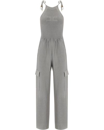 Elisabetta Franchi Parelgrijze Halter Jumpsuit - Grijs