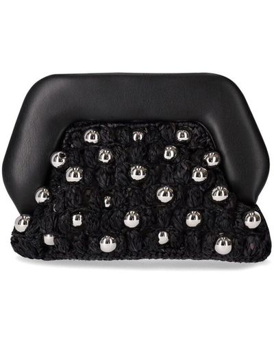 THEMOIRÈ Clutch gea straw beads nera - Nero