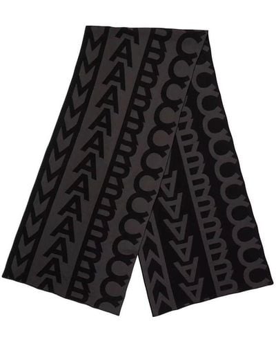 Marc Jacobs The Monogram Knit Gray Scarf - Black
