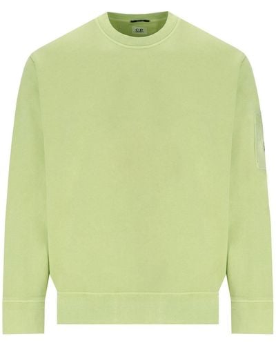 C.P. Company Diagonal Fleece White Pear Sweatshirt - Groen