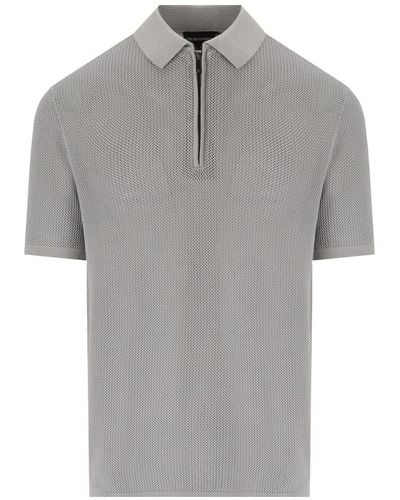 Emporio Armani Mesh Poloshirt - Grey