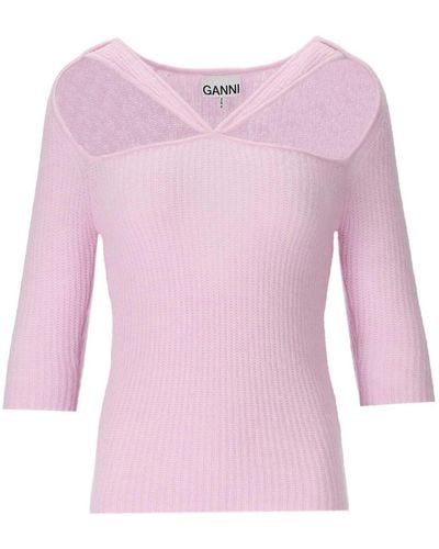 Ganni Cut-out pullover - Pink