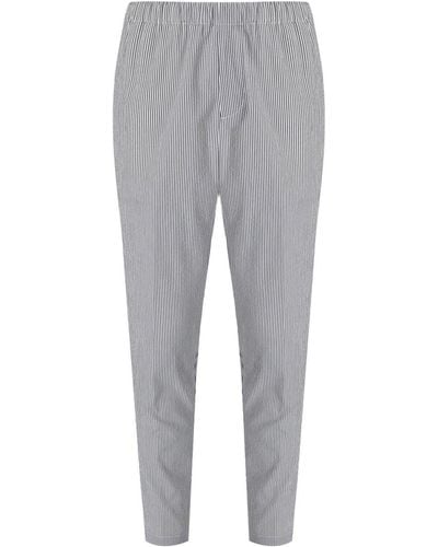 Cruna Burano And White Striped Pants - Gray