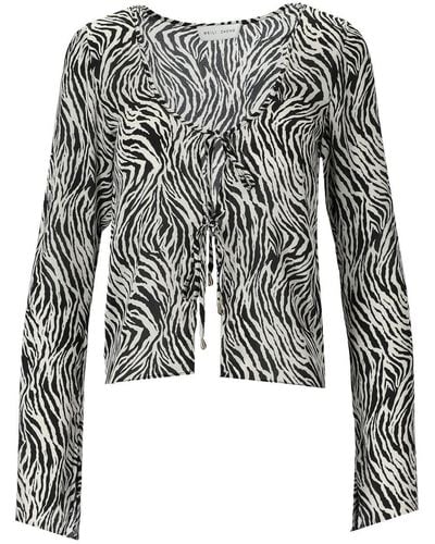 WEILI ZHENG Zebra Print Lace-up Blouse - Black