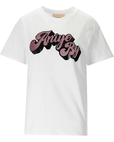 Aniye By Meda weiss glitzer t-shirt - Weiß