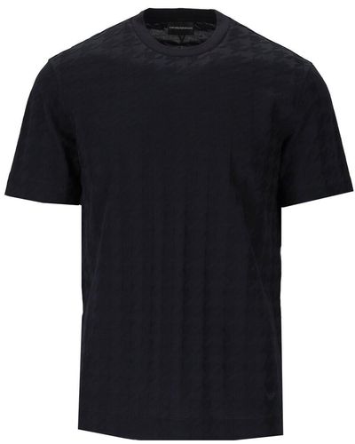 Emporio Armani T-shirt pied-de-poule marine - Noir
