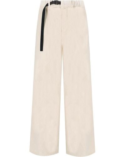 White Sand Sand Carol Cream Ribbed Trousers - Natural